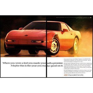1994 Chevy Corvette Coupe Hardtop 2 Page Vintage Print Ad Rain Wet Road Wall Art